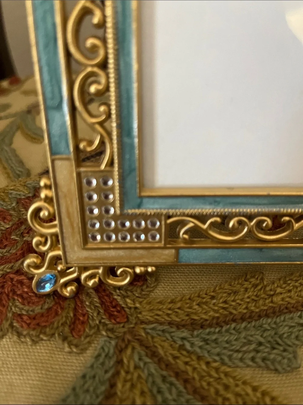 Ornate Gold and Teal Decorative Photo Frame